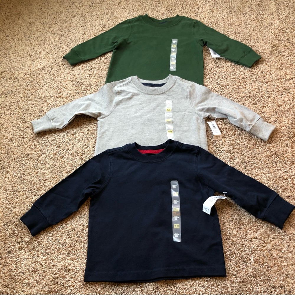 Old Navy kids 18-24 month long sleeve tees NWT lot of three.